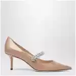 Jimmy Choo Bing crystal-strap patent leather pumps in ballet pink