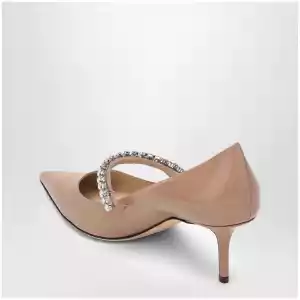 Jimmy Choo Bing crystal-strap patent leather pumps in ballet pink