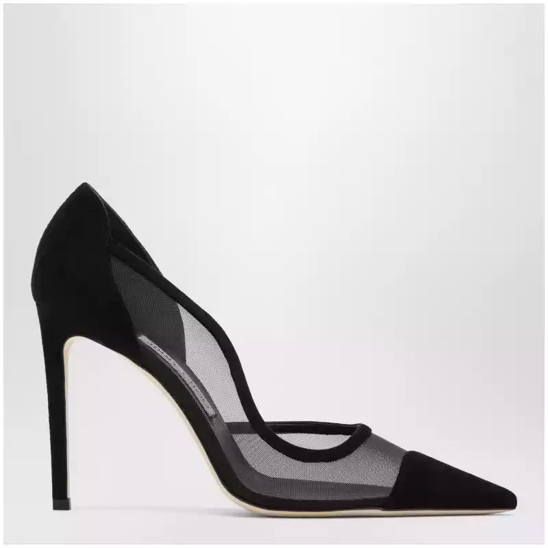 Jimmy Choo Brigitte 100 pumps in black suede and mesh