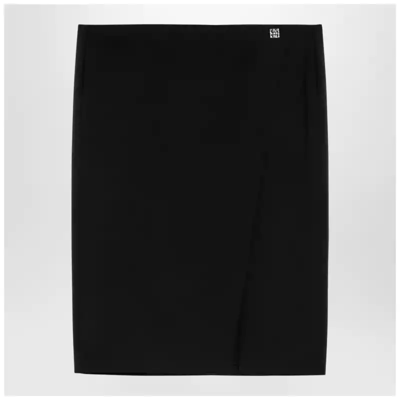 Givenchy Black wool skirt with metal button 4G