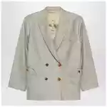 Blazé Milano Double-breasted beige blazer with pink check pattern