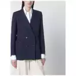 Blazé Milano Navy blue double-breasted jacket in linen and silk