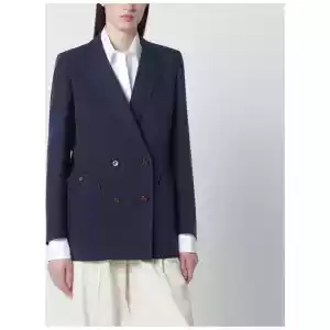 Blazé Milano Navy blue double-breasted jacket in linen and silk