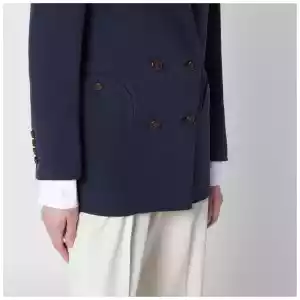 Blazé Milano Navy blue double-breasted jacket in linen and silk