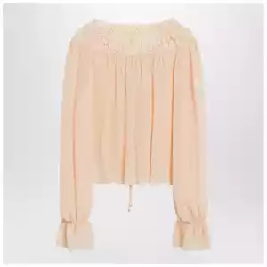 Chloé Blouse with tie in pink silk georgette