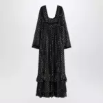 Chloé Maxi black dress with lightweight silk ruffles