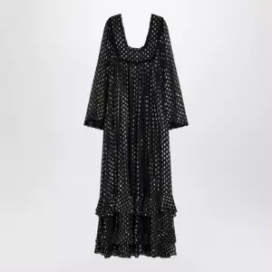 Chloé Maxi black dress with lightweight silk ruffles