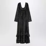 Chloé Maxi black dress with lightweight silk ruffles