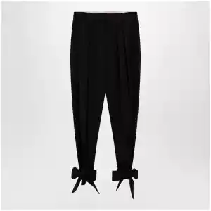 Chloé Black pleated fluid crêpe de chine trousers