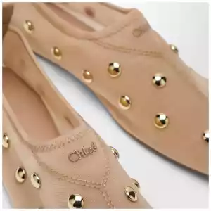 Chloé Rita Blushy Beige ballet flats in transparent mesh