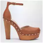 Chloé Brown platform pumps with studs
