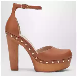 Chloé Brown platform pumps with studs