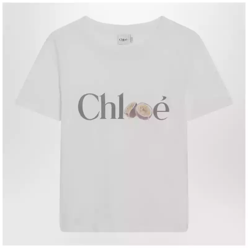 Chloé White T-shirt with logo print