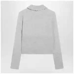 Chloé Light grey wool cardigan with logo