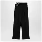 Chloé Black trousers with double belt and gold buckles