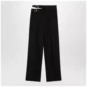 Chloé Black trousers with double belt and gold buckles