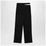Chloé Black trousers with double belt and gold buckles