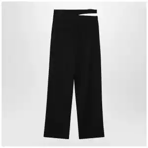 Chloé Black trousers with double belt and gold buckles