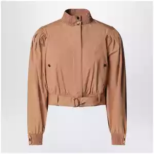 Chloé Ruched short cotton poplin jacket in Reef Shell