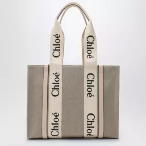 Chloé Medium Woody tote bag in beige canvas