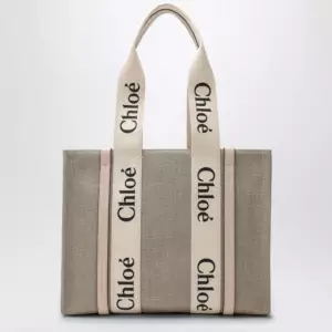 Chloé Medium Woody tote bag in beige canvas