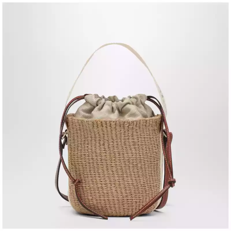 Chloé Small Woody raffia bucket bag