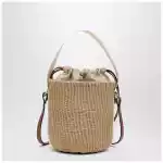 Chloé Small Woody raffia bucket bag