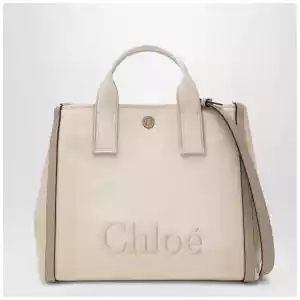 Chloé Carry tote bag in pink beige striped canvas