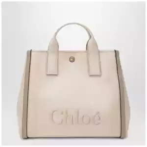 Chloé Carry tote bag in pink beige striped canvas