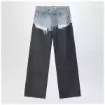 Acne Studios Trompe-l'oeil jeans in blue/pinstrike pattern