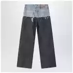 Acne Studios Trompe-l'oeil jeans in blue/pinstrike pattern