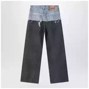Acne Studios Trompe-l'oeil jeans in blue/pinstrike pattern