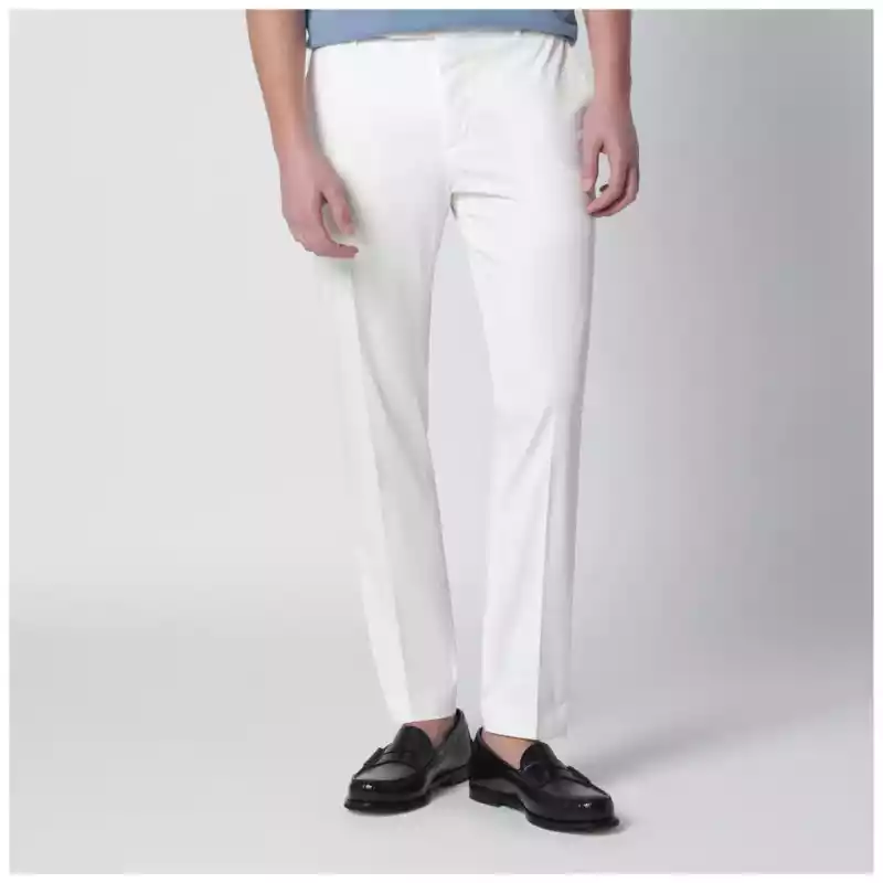 PT Torino White slim-fit cotton-blend trousers