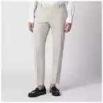 PT Torino Beige slim-fit cotton-blend trousers