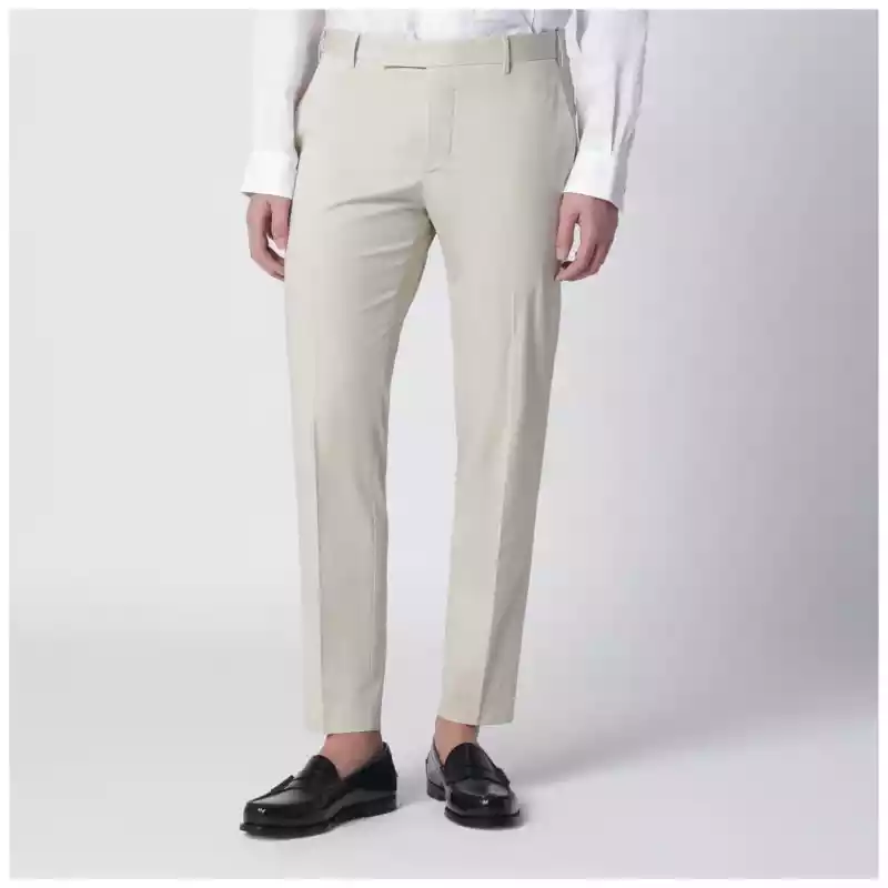 PT Torino Beige slim-fit cotton-blend trousers