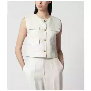 P.A.R.O.S.H. Sand-colored linen-blend waistcoat