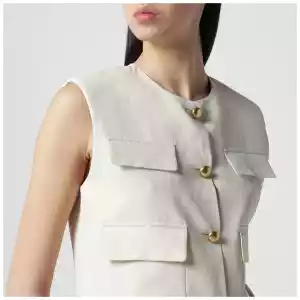 P.A.R.O.S.H. Sand-colored linen-blend waistcoat