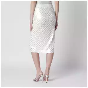P.A.R.O.S.H. Cream sequin pencil skirt