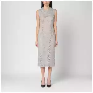 P.A.R.O.S.H. Light grey lace midi dress
