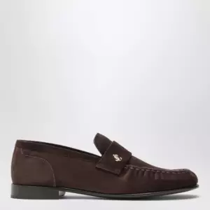 Jimmy Choo Ellis suede leather loafers in chocolate