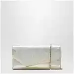 Jimmy Choo Emmie Brilliance fabric clutch in platinum ice