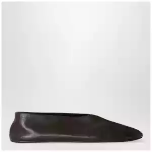 The Row Stella slippers brown in leather and shearling