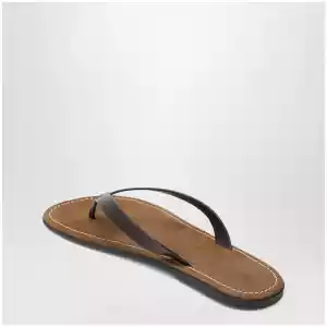 The Row Flip-flops in calfskin leather brown