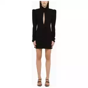 Alessandra Rich Black draped silk minidress