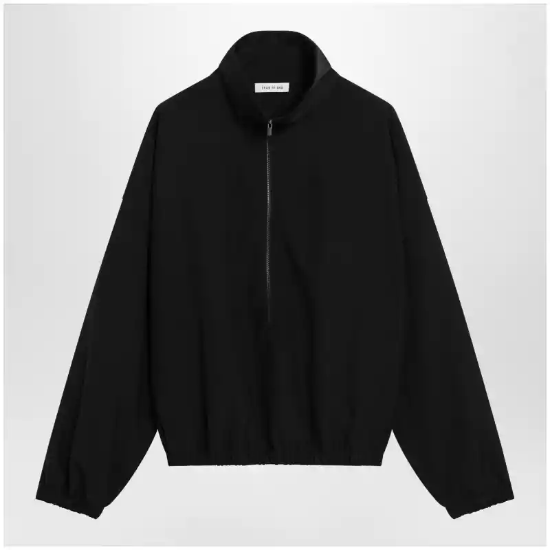 Fear of God Black ripstop wool jacket with black half zip