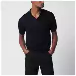 Tagliatore Blue openwork cotton polo shirt