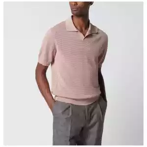 Tagliatore Pink openwork cotton polo shirt