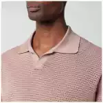 Tagliatore Pink openwork cotton polo shirt