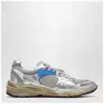 Golden Goose Dad-Star Sneakers in silver laminated leather and mesh