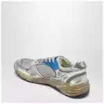 Golden Goose Dad-Star Sneakers in silver laminated leather and mesh